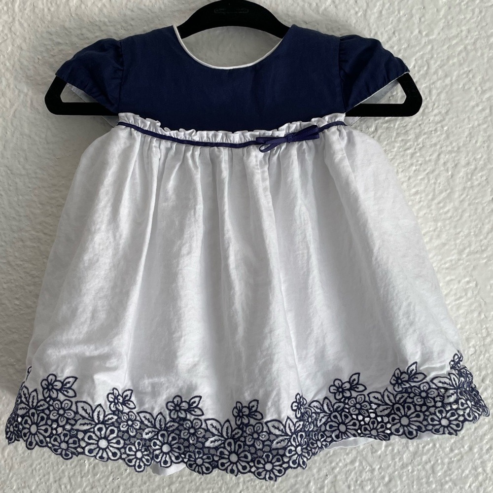 Mayoral Newborn Dress Navy & White